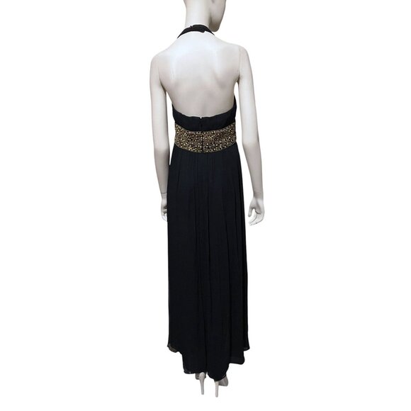 Stunning Kay Unger Silk Maxi Dress 10 Halter Plunge Backless Formal 100% Silk - Picture 4 of 9